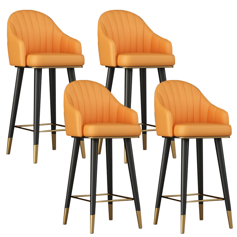 Glam Backrest Bar Stool Leather Counter Stool with Metal Legs Yellow 4 Piece Set Clearhalo 'Bar Furniture' 'Bar Stools' 'bar_stools' 'furn' 'furn_bar_stools' 'Furniture' 'Kitchen & Dining Furniture' 6795747