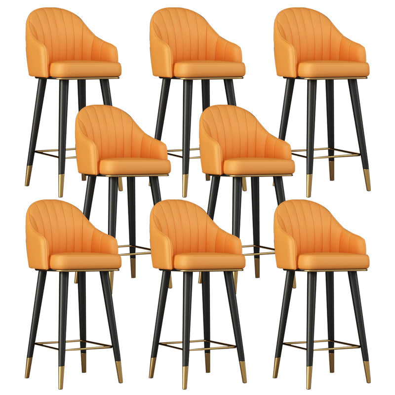 Glam Backrest Bar Stool Leather Counter Stool with Metal Legs Yellow 8 Piece Set Clearhalo 'Bar Furniture' 'Bar Stools' 'bar_stools' 'furn' 'furn_bar_stools' 'Furniture' 'Kitchen & Dining Furniture' 6795749