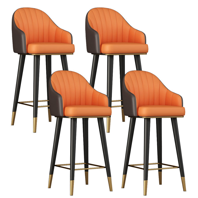Glam Backrest Bar Stool Leather Counter Stool with Metal Legs Orange 4 Piece Set Clearhalo 'Bar Furniture' 'Bar Stools' 'bar_stools' 'furn' 'furn_bar_stools' 'Furniture' 'Kitchen & Dining Furniture' 6795752