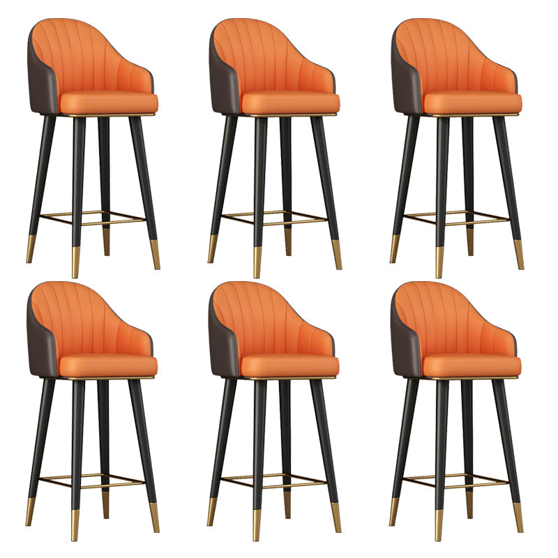 Glam Backrest Bar Stool Leather Counter Stool with Metal Legs Orange 6 Piece Set Clearhalo 'Bar Furniture' 'Bar Stools' 'bar_stools' 'furn' 'furn_bar_stools' 'Furniture' 'Kitchen & Dining Furniture' 6795753