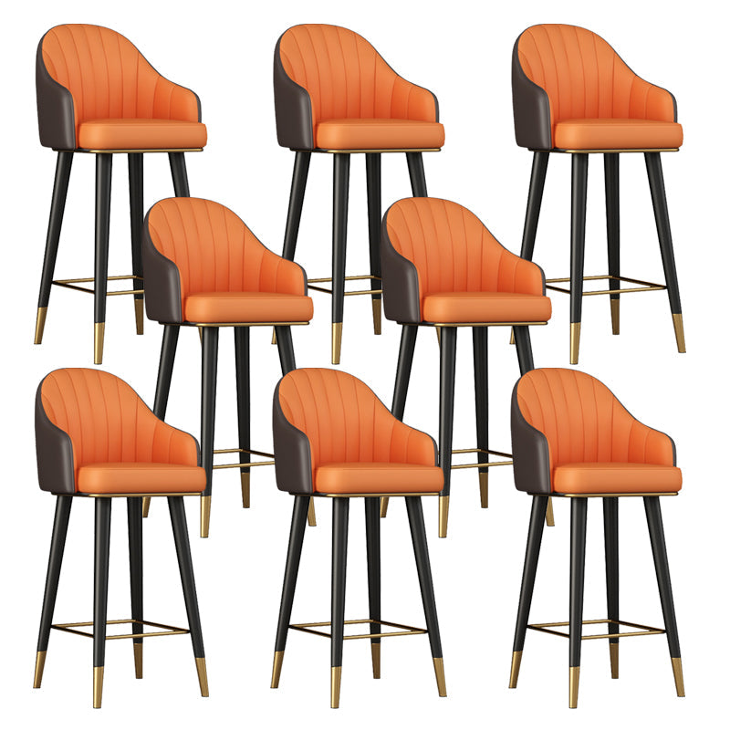 Glam Backrest Bar Stool Leather Counter Stool with Metal Legs Orange 8 Piece Set Clearhalo 'Bar Furniture' 'Bar Stools' 'bar_stools' 'furn' 'furn_bar_stools' 'Furniture' 'Kitchen & Dining Furniture' 6795754