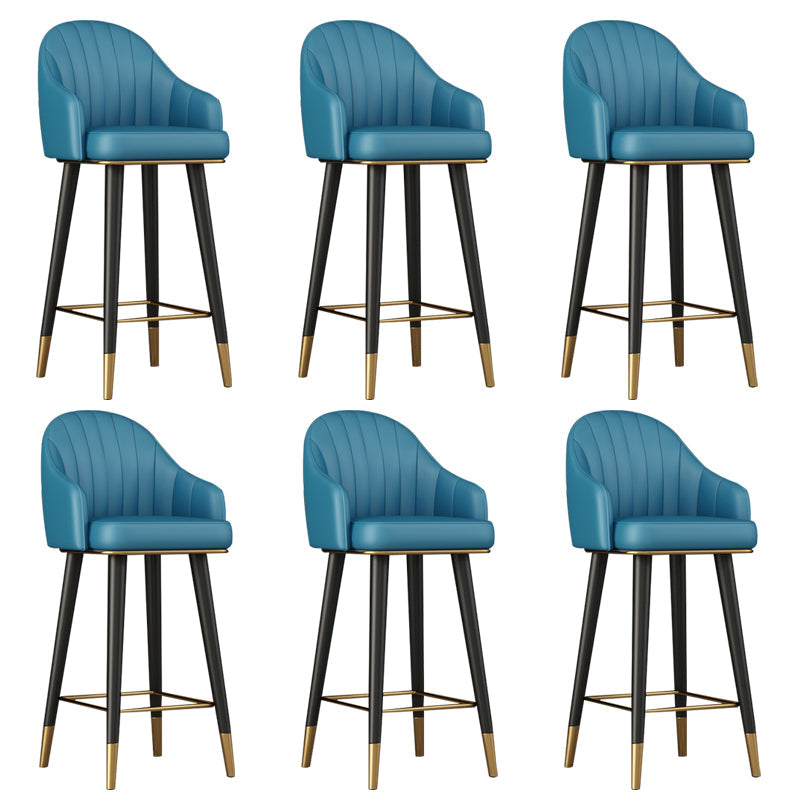 Glam Backrest Bar Stool Leather Counter Stool with Metal Legs Blue 6 Piece Set Clearhalo 'Bar Furniture' 'Bar Stools' 'bar_stools' 'furn' 'furn_bar_stools' 'Furniture' 'Kitchen & Dining Furniture' 6795758