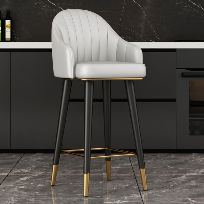 Glam Backrest Bar Stool Leather Counter Stool with Metal Legs Light Gray 1 Piece Clearhalo 'Bar Furniture' 'Bar Stools' 'bar_stools' 'furn' 'furn_bar_stools' 'Furniture' 'Kitchen & Dining Furniture' 6795760