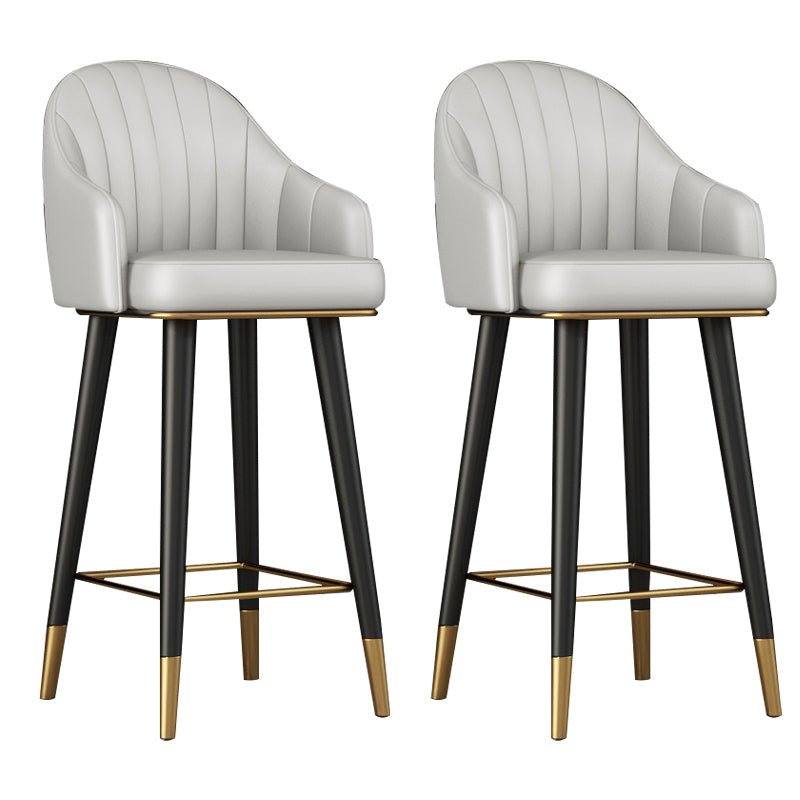 Glam Backrest Bar Stool Leather Counter Stool with Metal Legs Light Gray 2 Piece Set Clearhalo 'Bar Furniture' 'Bar Stools' 'bar_stools' 'furn' 'furn_bar_stools' 'Furniture' 'Kitchen & Dining Furniture' 6795761