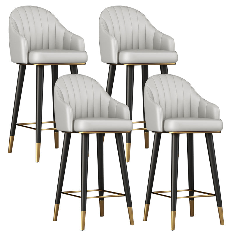 Glam Backrest Bar Stool Leather Counter Stool with Metal Legs Light Gray 4 Piece Set Clearhalo 'Bar Furniture' 'Bar Stools' 'bar_stools' 'furn' 'furn_bar_stools' 'Furniture' 'Kitchen & Dining Furniture' 6795762