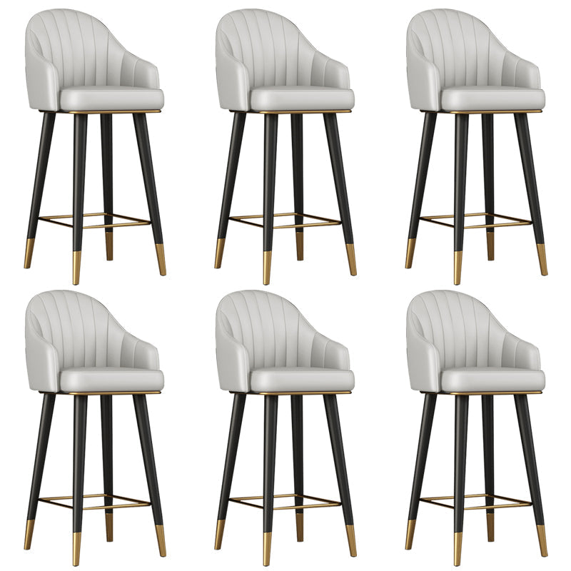 Glam Backrest Bar Stool Leather Counter Stool with Metal Legs Light Gray 6 Piece Set Clearhalo 'Bar Furniture' 'Bar Stools' 'bar_stools' 'furn' 'furn_bar_stools' 'Furniture' 'Kitchen & Dining Furniture' 6795763
