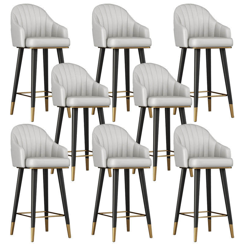 Glam Backrest Bar Stool Leather Counter Stool with Metal Legs Light Gray 8 Piece Set Clearhalo 'Bar Furniture' 'Bar Stools' 'bar_stools' 'furn' 'furn_bar_stools' 'Furniture' 'Kitchen & Dining Furniture' 6795764
