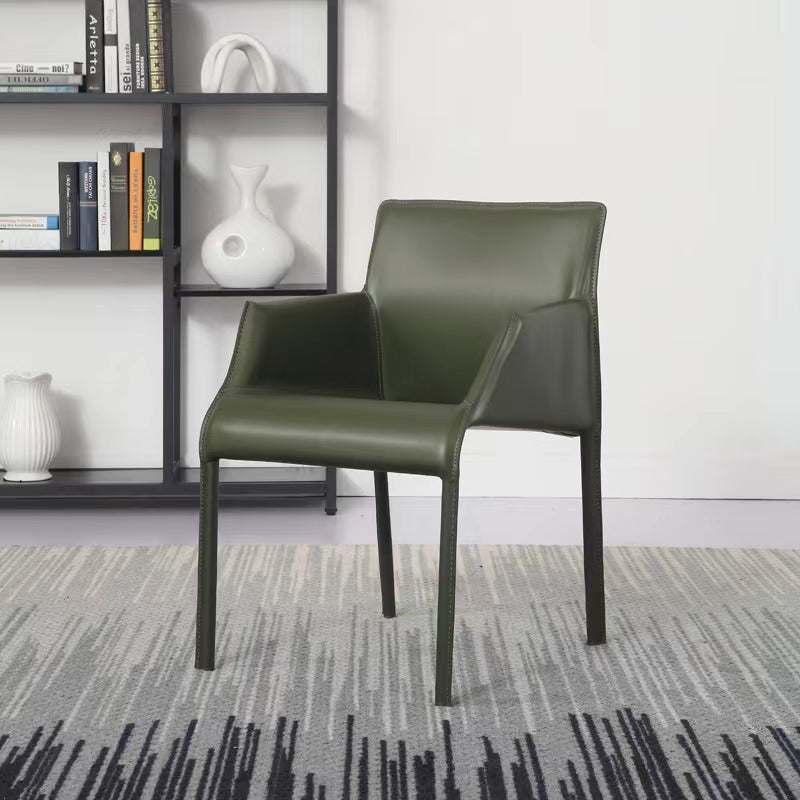 Kitchen Faux Leather Dining Chair Dining Room Upholstered Arm Chair Green 1 Piece Clearhalo 'Dining Chairs' 'Dining Tables & Seating' 'dining_chair' 'furn' 'furn_dining_chair' 'Furniture' 'Kitchen & Dining Furniture' 6796134