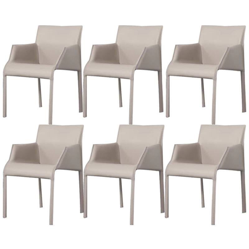 Kitchen Faux Leather Dining Chair Dining Room Upholstered Arm Chair Light Gray 6 Piece Set Clearhalo 'Dining Chairs' 'Dining Tables & Seating' 'dining_chair' 'furn' 'furn_dining_chair' 'Furniture' 'Kitchen & Dining Furniture' 6796139