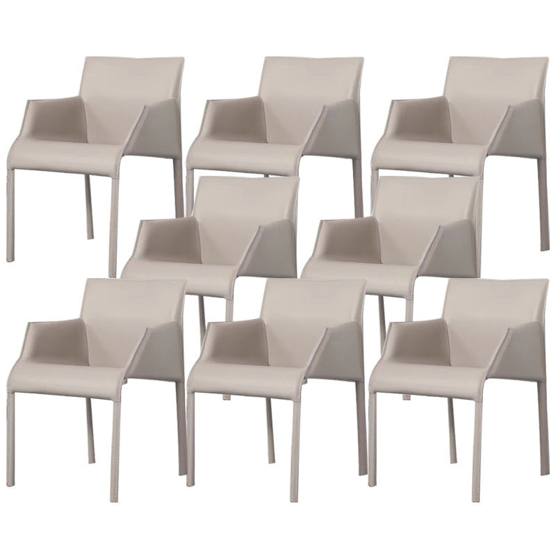 Kitchen Faux Leather Dining Chair Dining Room Upholstered Arm Chair Light Gray 8 Piece Set Clearhalo 'Dining Chairs' 'Dining Tables & Seating' 'dining_chair' 'furn' 'furn_dining_chair' 'Furniture' 'Kitchen & Dining Furniture' 6796140