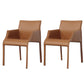 Kitchen Faux Leather Dining Chair Dining Room Upholstered Arm Chair Brown 2 Piece Set Clearhalo 'Dining Chairs' 'Dining Tables & Seating' 'dining_chair' 'furn' 'furn_dining_chair' 'Furniture' 'Kitchen & Dining Furniture' 6796142