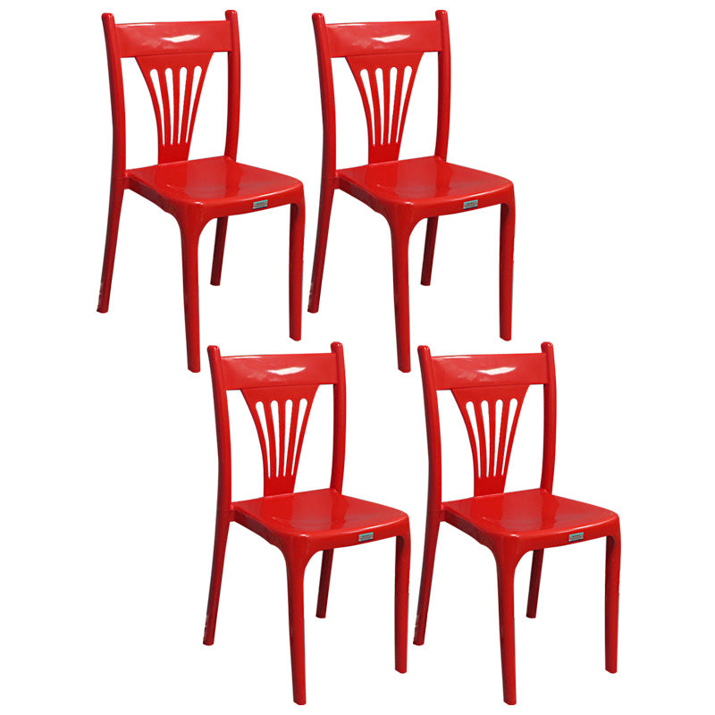Slat Back Dining Side Chair Contemporary Plastic Dining Armless Chair