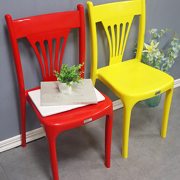 Slat Back Dining Side Chair Contemporary Plastic Dining Armless Chair