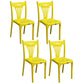 Slat Back Dining Side Chair Contemporary Plastic Dining Armless Chair