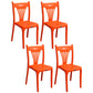 Slat Back Dining Side Chair Contemporary Plastic Dining Armless Chair