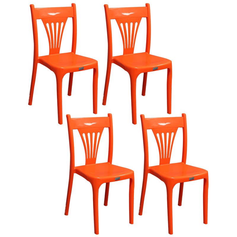 Slat Back Dining Side Chair Contemporary Plastic Dining Armless Chair