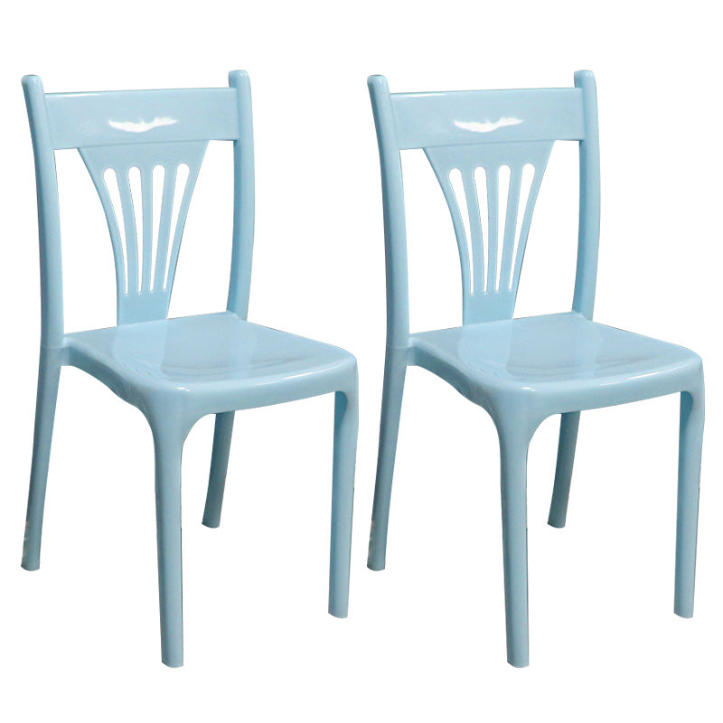 Slat Back Dining Side Chair Contemporary Plastic Dining Armless Chair