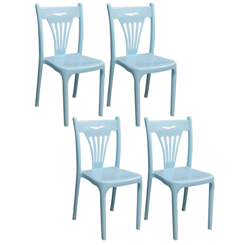 Slat Back Dining Side Chair Contemporary Plastic Dining Armless Chair