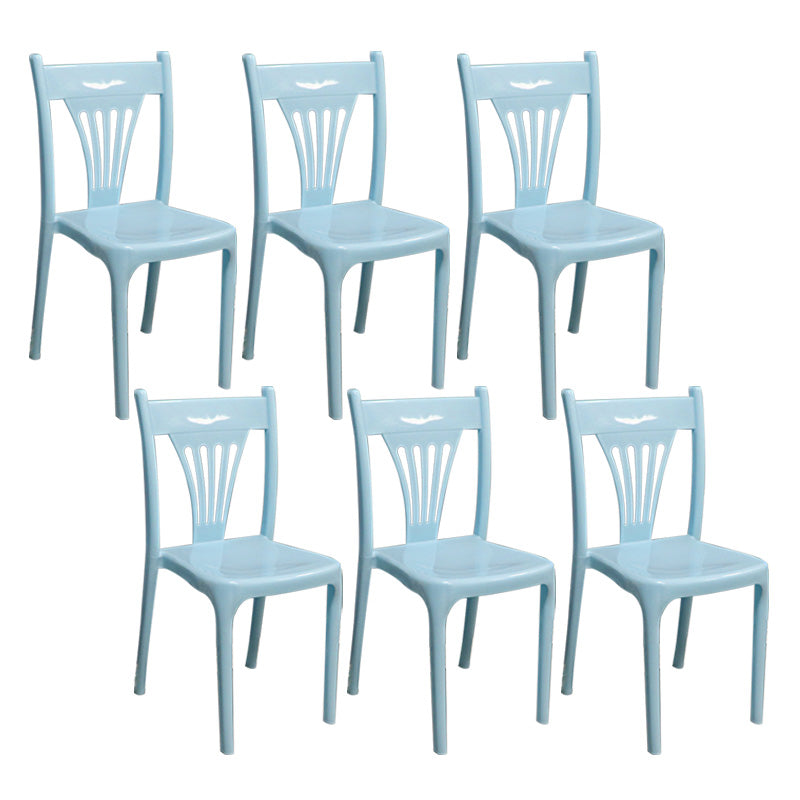 Slat Back Dining Side Chair Contemporary Plastic Dining Armless Chair