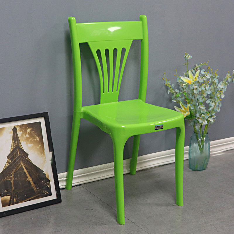 Slat Back Dining Side Chair Contemporary Plastic Dining Armless Chair
