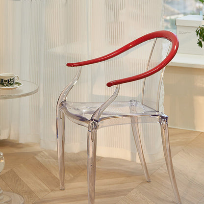 Slat Back Dining Side Chair Contemporary Plastic Dining Arm Chair Red 1 Piece Clearhalo 'Dining Chairs' 'Dining Tables & Seating' 'dining_chair' 'furn' 'furn_dining_chair' 'Furniture' 'Kitchen & Dining Furniture' 6796266