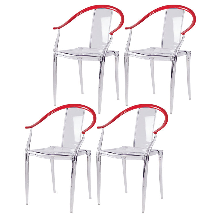 Slat Back Dining Side Chair Contemporary Plastic Dining Arm Chair Red 4 Piece Set Clearhalo 'Dining Chairs' 'Dining Tables & Seating' 'dining_chair' 'furn' 'furn_dining_chair' 'Furniture' 'Kitchen & Dining Furniture' 6796270