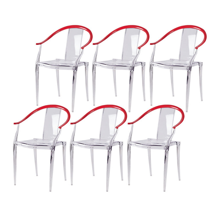 Slat Back Dining Side Chair Contemporary Plastic Dining Arm Chair Red 6 Piece Set Clearhalo 'Dining Chairs' 'Dining Tables & Seating' 'dining_chair' 'furn' 'furn_dining_chair' 'Furniture' 'Kitchen & Dining Furniture' 6796272