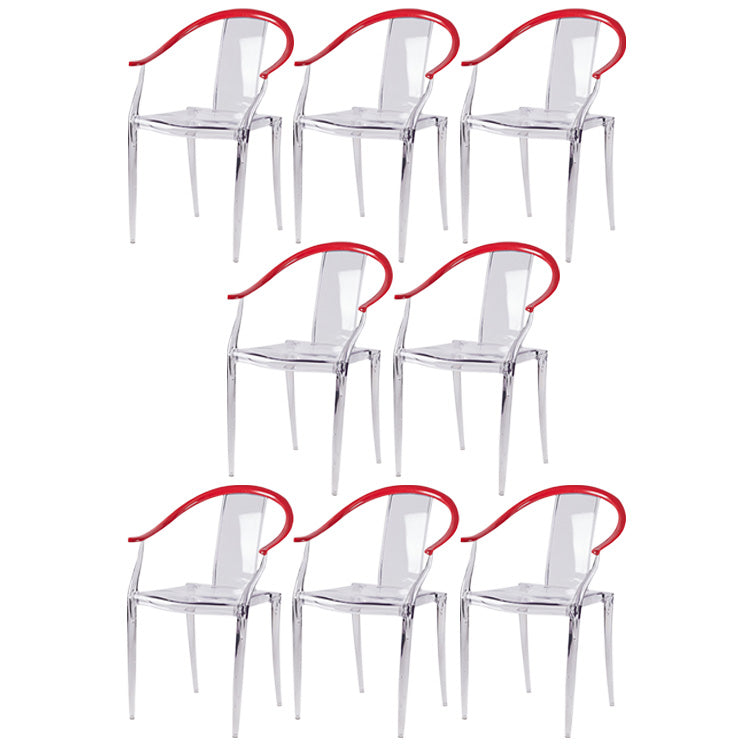 Slat Back Dining Side Chair Contemporary Plastic Dining Arm Chair Red 8 Piece Set Clearhalo 'Dining Chairs' 'Dining Tables & Seating' 'dining_chair' 'furn' 'furn_dining_chair' 'Furniture' 'Kitchen & Dining Furniture' 6796274