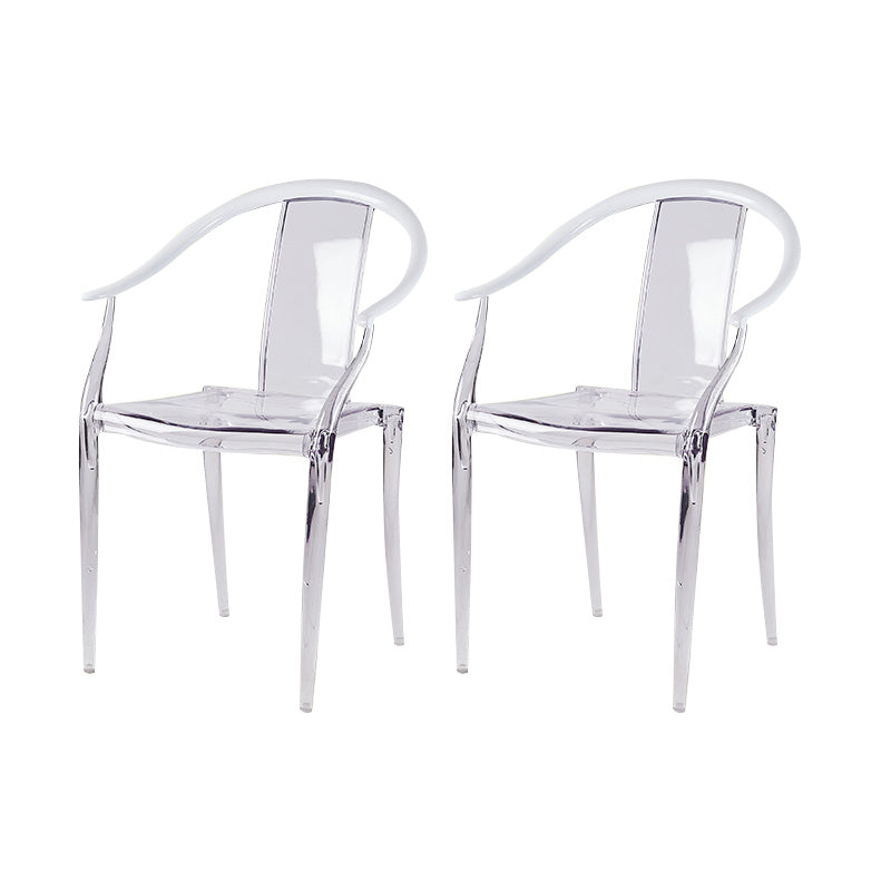 Slat Back Dining Side Chair Contemporary Plastic Dining Arm Chair White 2 Piece Set Clearhalo 'Dining Chairs' 'Dining Tables & Seating' 'dining_chair' 'furn' 'furn_dining_chair' 'Furniture' 'Kitchen & Dining Furniture' 6796276