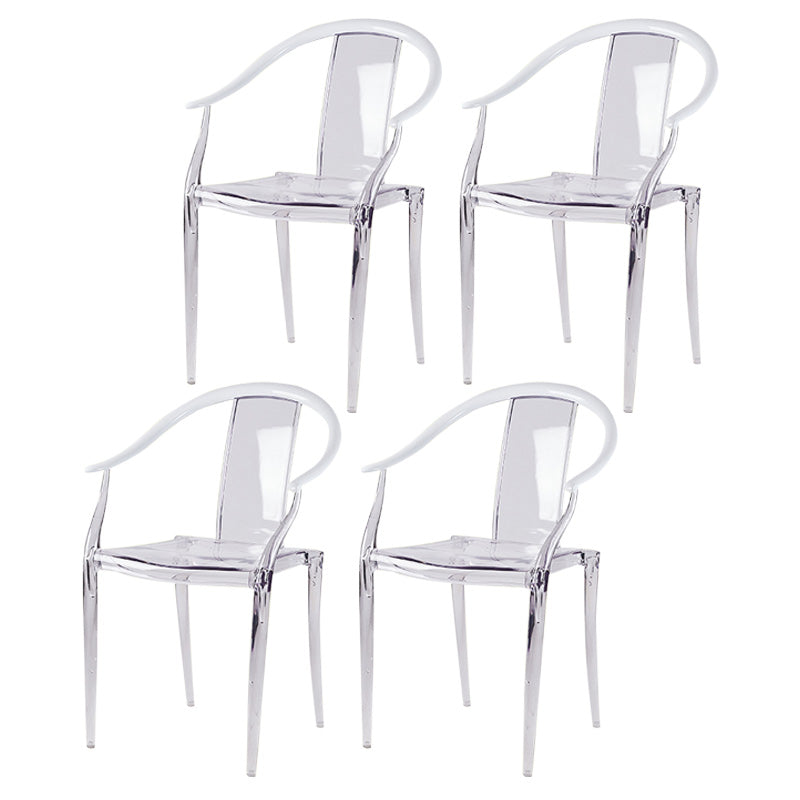 Slat Back Dining Side Chair Contemporary Plastic Dining Arm Chair White 4 Piece Set Clearhalo 'Dining Chairs' 'Dining Tables & Seating' 'dining_chair' 'furn' 'furn_dining_chair' 'Furniture' 'Kitchen & Dining Furniture' 6796278