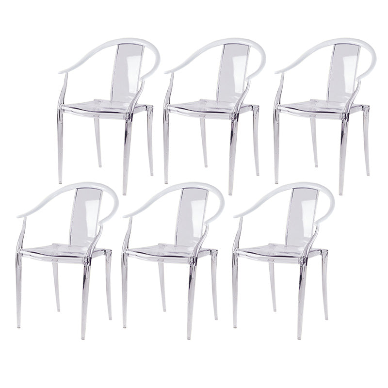 Slat Back Dining Side Chair Contemporary Plastic Dining Arm Chair White 6 Piece Set Clearhalo 'Dining Chairs' 'Dining Tables & Seating' 'dining_chair' 'furn' 'furn_dining_chair' 'Furniture' 'Kitchen & Dining Furniture' 6796280