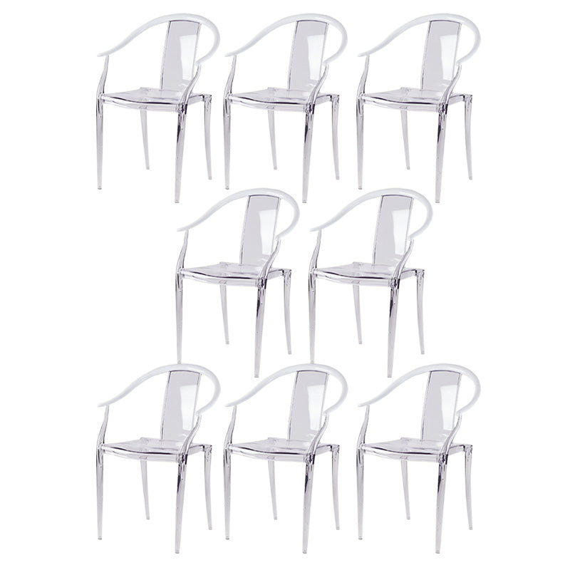 Slat Back Dining Side Chair Contemporary Plastic Dining Arm Chair White 8 Piece Set Clearhalo 'Dining Chairs' 'Dining Tables & Seating' 'dining_chair' 'furn' 'furn_dining_chair' 'Furniture' 'Kitchen & Dining Furniture' 6796282