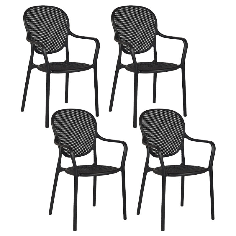 Contemporary Plastic Dining Arm Chair King Louis Back Side Chair Black 4 Piece Set Clearhalo 'Dining Chairs' 'Dining Tables & Seating' 'dining_chair' 'furn' 'furn_dining_chair' 'Furniture' 'Kitchen & Dining Furniture' 6796290