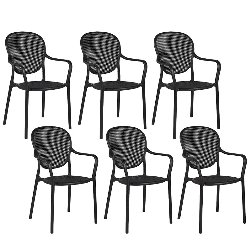 Contemporary Plastic Dining Arm Chair King Louis Back Side Chair Black 6 Piece Set Clearhalo 'Dining Chairs' 'Dining Tables & Seating' 'dining_chair' 'furn' 'furn_dining_chair' 'Furniture' 'Kitchen & Dining Furniture' 6796292
