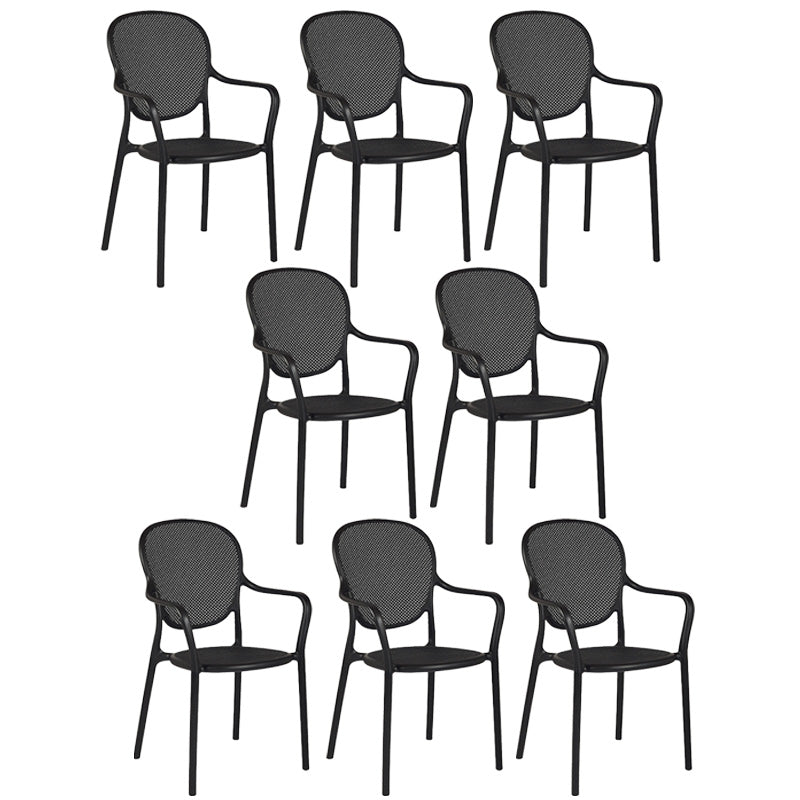 Contemporary Plastic Dining Arm Chair King Louis Back Side Chair Black 8 Piece Set Clearhalo 'Dining Chairs' 'Dining Tables & Seating' 'dining_chair' 'furn' 'furn_dining_chair' 'Furniture' 'Kitchen & Dining Furniture' 6796293