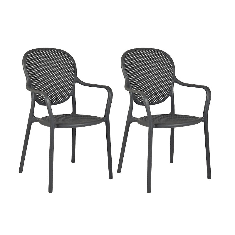 Contemporary Plastic Dining Arm Chair King Louis Back Side Chair Grey 2 Piece Set Clearhalo 'Dining Chairs' 'Dining Tables & Seating' 'dining_chair' 'furn' 'furn_dining_chair' 'Furniture' 'Kitchen & Dining Furniture' 6796297