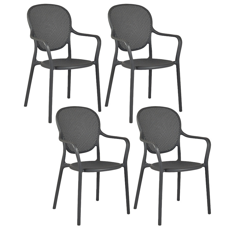 Contemporary Plastic Dining Arm Chair King Louis Back Side Chair Grey 4 Piece Set Clearhalo 'Dining Chairs' 'Dining Tables & Seating' 'dining_chair' 'furn' 'furn_dining_chair' 'Furniture' 'Kitchen & Dining Furniture' 6796299