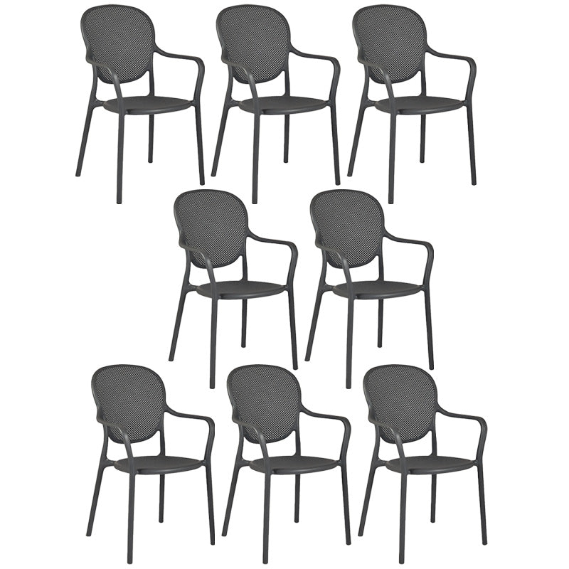 Contemporary Plastic Dining Arm Chair King Louis Back Side Chair Grey 8 Piece Set Clearhalo 'Dining Chairs' 'Dining Tables & Seating' 'dining_chair' 'furn' 'furn_dining_chair' 'Furniture' 'Kitchen & Dining Furniture' 6796304