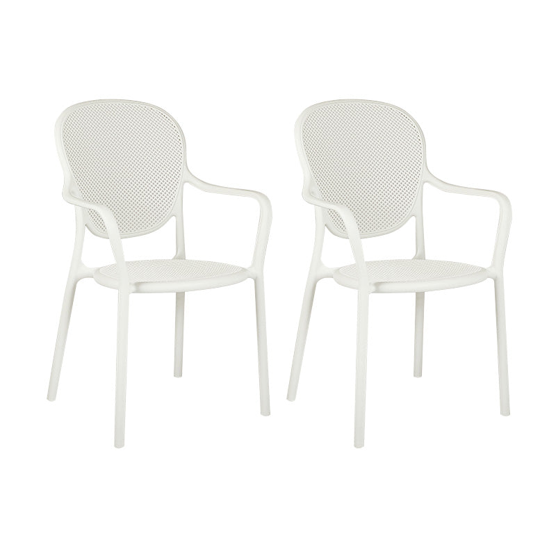 Contemporary Plastic Dining Arm Chair King Louis Back Side Chair White 2 Piece Set Clearhalo 'Dining Chairs' 'Dining Tables & Seating' 'dining_chair' 'furn' 'furn_dining_chair' 'Furniture' 'Kitchen & Dining Furniture' 6796306