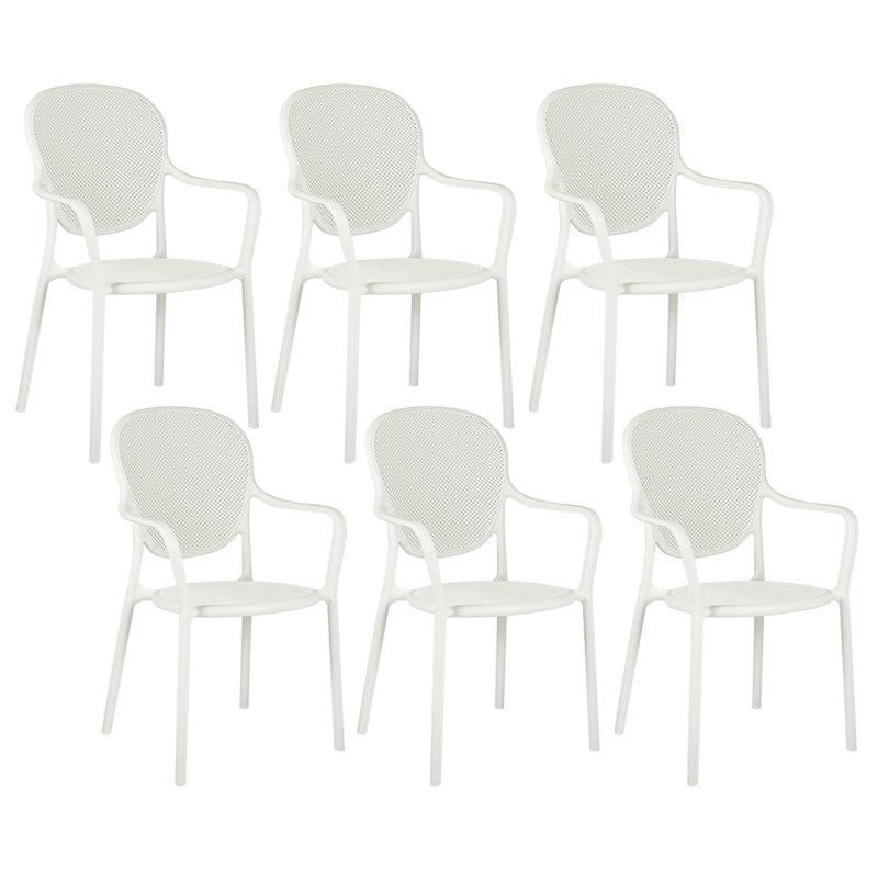 Contemporary Plastic Dining Arm Chair King Louis Back Side Chair White 6 Piece Set Clearhalo 'Dining Chairs' 'Dining Tables & Seating' 'dining_chair' 'furn' 'furn_dining_chair' 'Furniture' 'Kitchen & Dining Furniture' 6796308