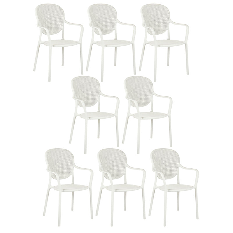 Contemporary Plastic Dining Arm Chair King Louis Back Side Chair White 8 Piece Set Clearhalo 'Dining Chairs' 'Dining Tables & Seating' 'dining_chair' 'furn' 'furn_dining_chair' 'Furniture' 'Kitchen & Dining Furniture' 6796309