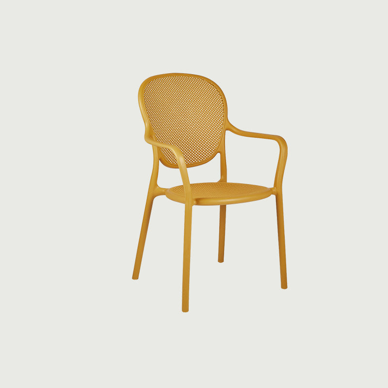 Contemporary Plastic Dining Arm Chair King Louis Back Side Chair Yellow 1 Piece Clearhalo 'Dining Chairs' 'Dining Tables & Seating' 'dining_chair' 'furn' 'furn_dining_chair' 'Furniture' 'Kitchen & Dining Furniture' 6796310