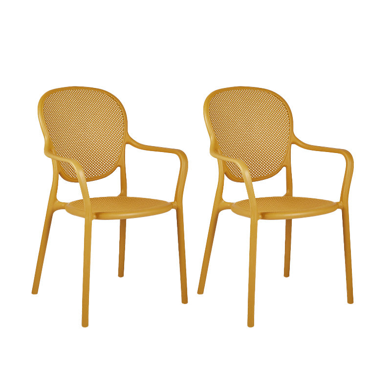 Contemporary Plastic Dining Arm Chair King Louis Back Side Chair Yellow 2 Piece Set Clearhalo 'Dining Chairs' 'Dining Tables & Seating' 'dining_chair' 'furn' 'furn_dining_chair' 'Furniture' 'Kitchen & Dining Furniture' 6796311