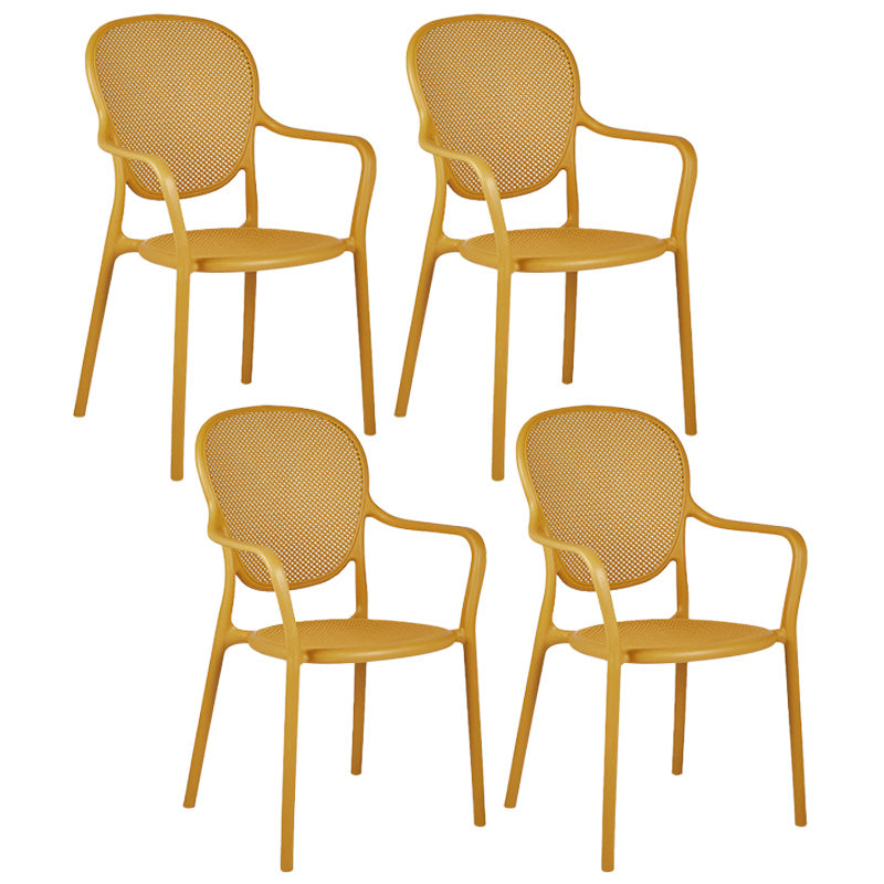 Contemporary Plastic Dining Arm Chair King Louis Back Side Chair Yellow 4 Piece Set Clearhalo 'Dining Chairs' 'Dining Tables & Seating' 'dining_chair' 'furn' 'furn_dining_chair' 'Furniture' 'Kitchen & Dining Furniture' 6796312