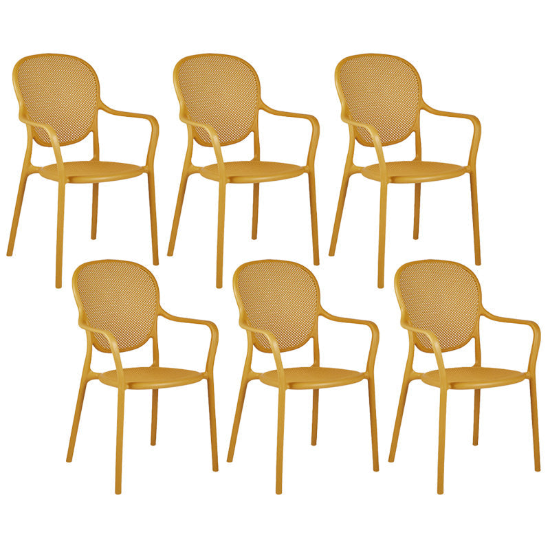 Contemporary Plastic Dining Arm Chair King Louis Back Side Chair Yellow 6 Piece Set Clearhalo 'Dining Chairs' 'Dining Tables & Seating' 'dining_chair' 'furn' 'furn_dining_chair' 'Furniture' 'Kitchen & Dining Furniture' 6796313