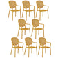 Contemporary Plastic Dining Arm Chair King Louis Back Side Chair Yellow 8 Piece Set Clearhalo 'Dining Chairs' 'Dining Tables & Seating' 'dining_chair' 'furn' 'furn_dining_chair' 'Furniture' 'Kitchen & Dining Furniture' 6796314
