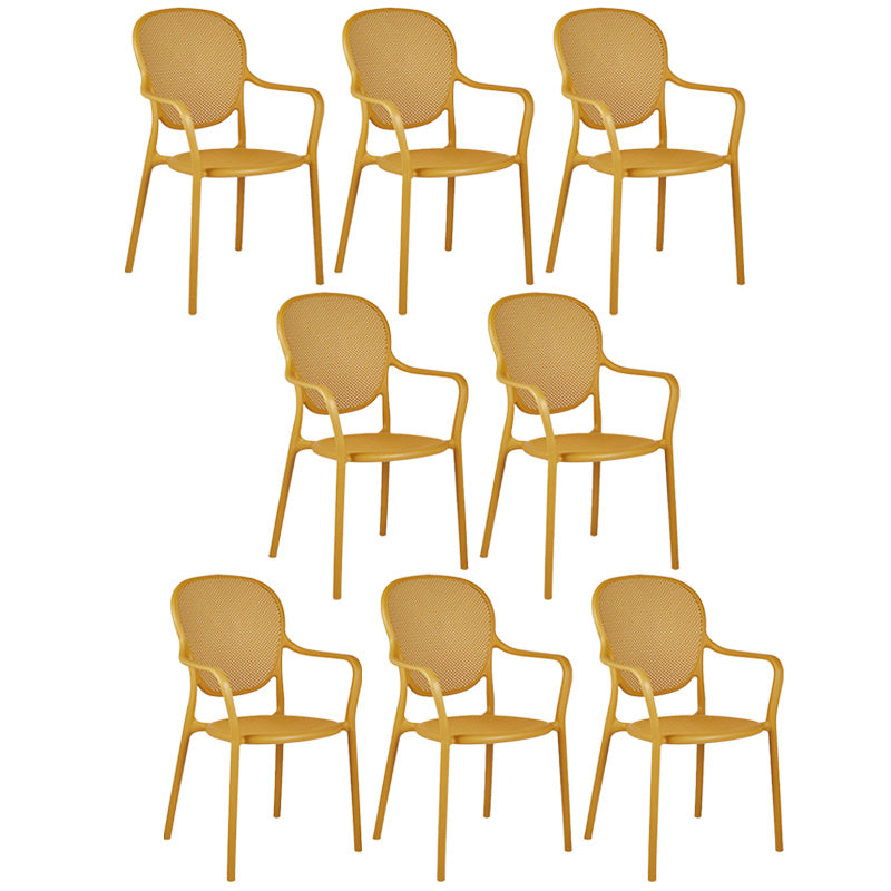 Contemporary Plastic Dining Arm Chair King Louis Back Side Chair Yellow 8 Piece Set Clearhalo 'Dining Chairs' 'Dining Tables & Seating' 'dining_chair' 'furn' 'furn_dining_chair' 'Furniture' 'Kitchen & Dining Furniture' 6796314