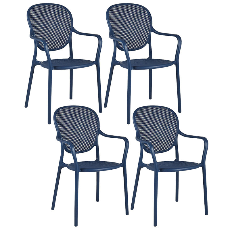 Contemporary Plastic Dining Arm Chair King Louis Back Side Chair Blue 4 Piece Set Clearhalo 'Dining Chairs' 'Dining Tables & Seating' 'dining_chair' 'furn' 'furn_dining_chair' 'Furniture' 'Kitchen & Dining Furniture' 6796316