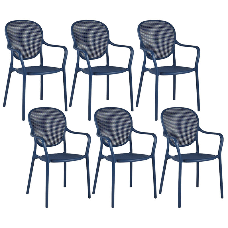 Contemporary Plastic Dining Arm Chair King Louis Back Side Chair Blue 6 Piece Set Clearhalo 'Dining Chairs' 'Dining Tables & Seating' 'dining_chair' 'furn' 'furn_dining_chair' 'Furniture' 'Kitchen & Dining Furniture' 6796317