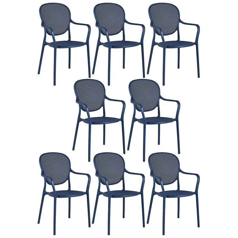Contemporary Plastic Dining Arm Chair King Louis Back Side Chair Blue 8 Piece Set Clearhalo 'Dining Chairs' 'Dining Tables & Seating' 'dining_chair' 'furn' 'furn_dining_chair' 'Furniture' 'Kitchen & Dining Furniture' 6796318